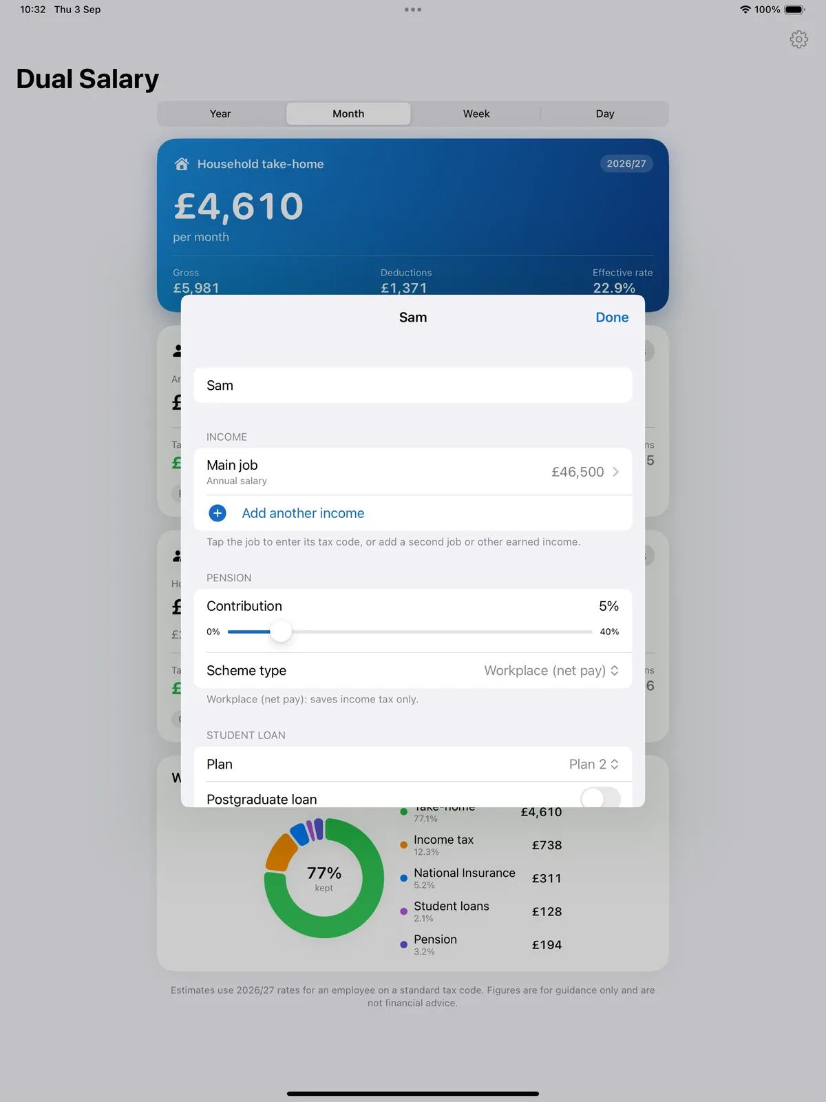 UK Dual Salary Calculator screenshot 5