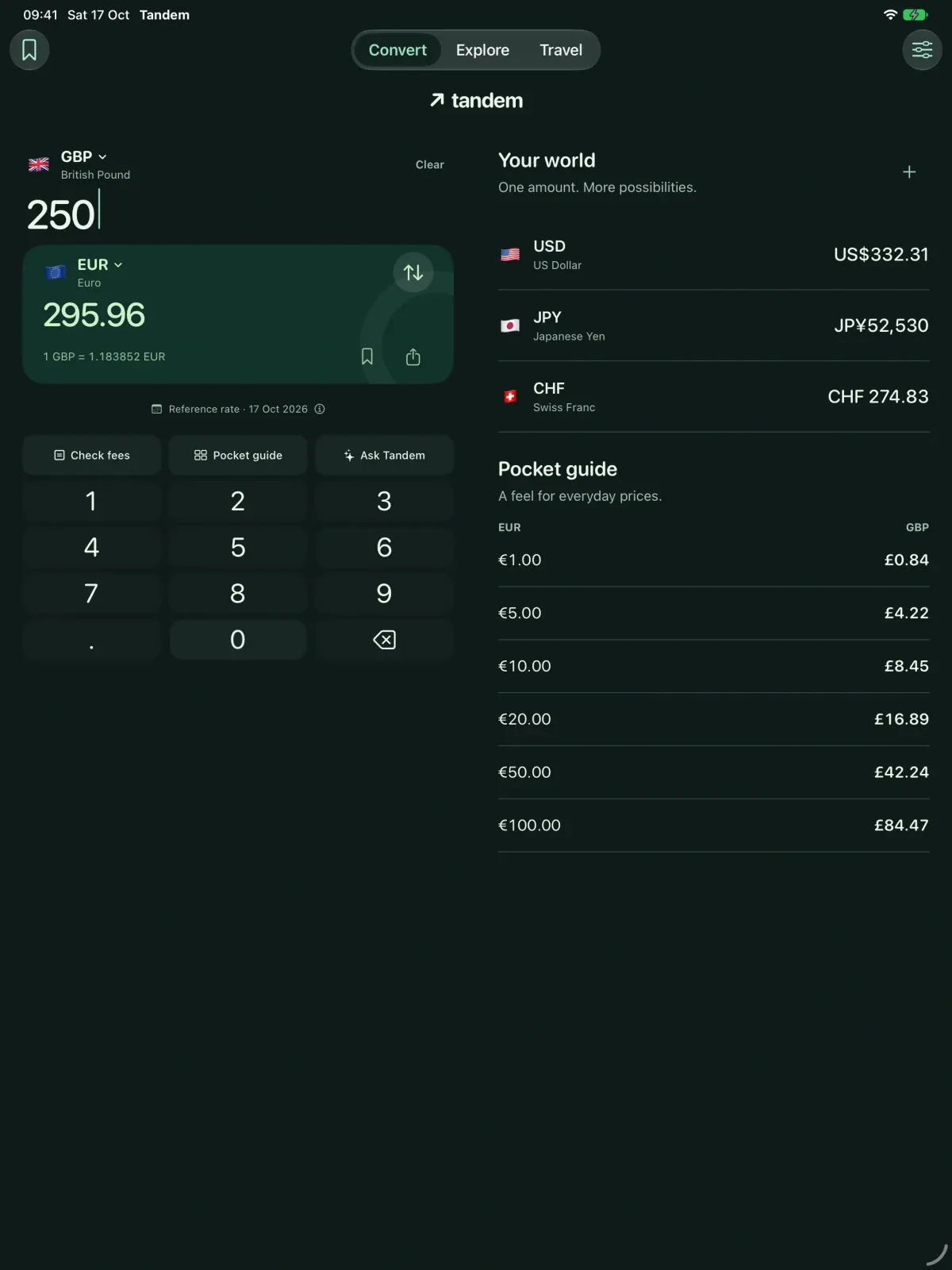 Tandem Currency screenshot 5 (dark mode)