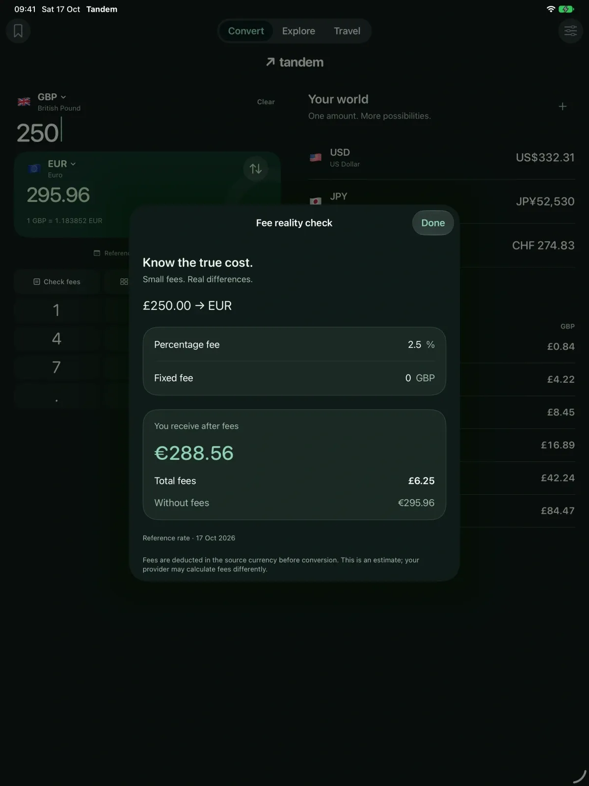 Tandem Currency screenshot 6 (dark mode)