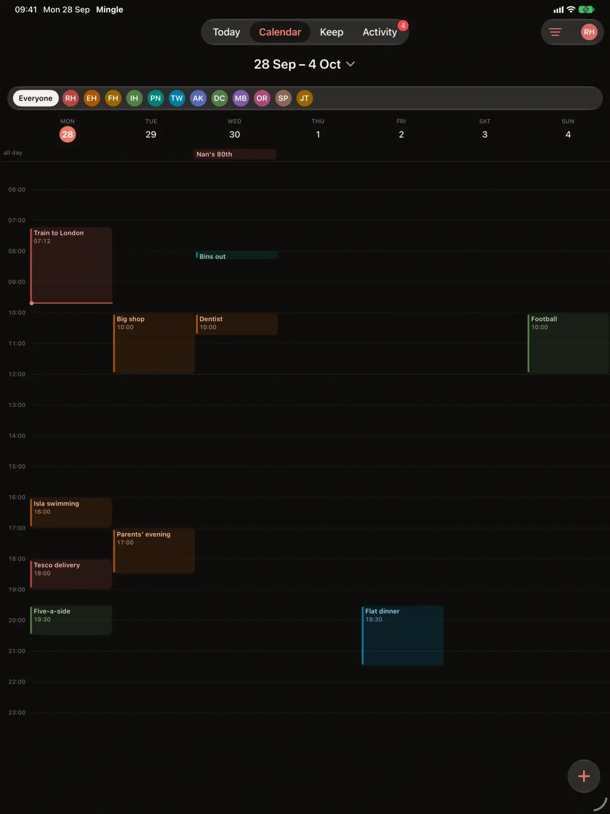 Mingle - Shared Calendar screenshot 10 (dark mode)