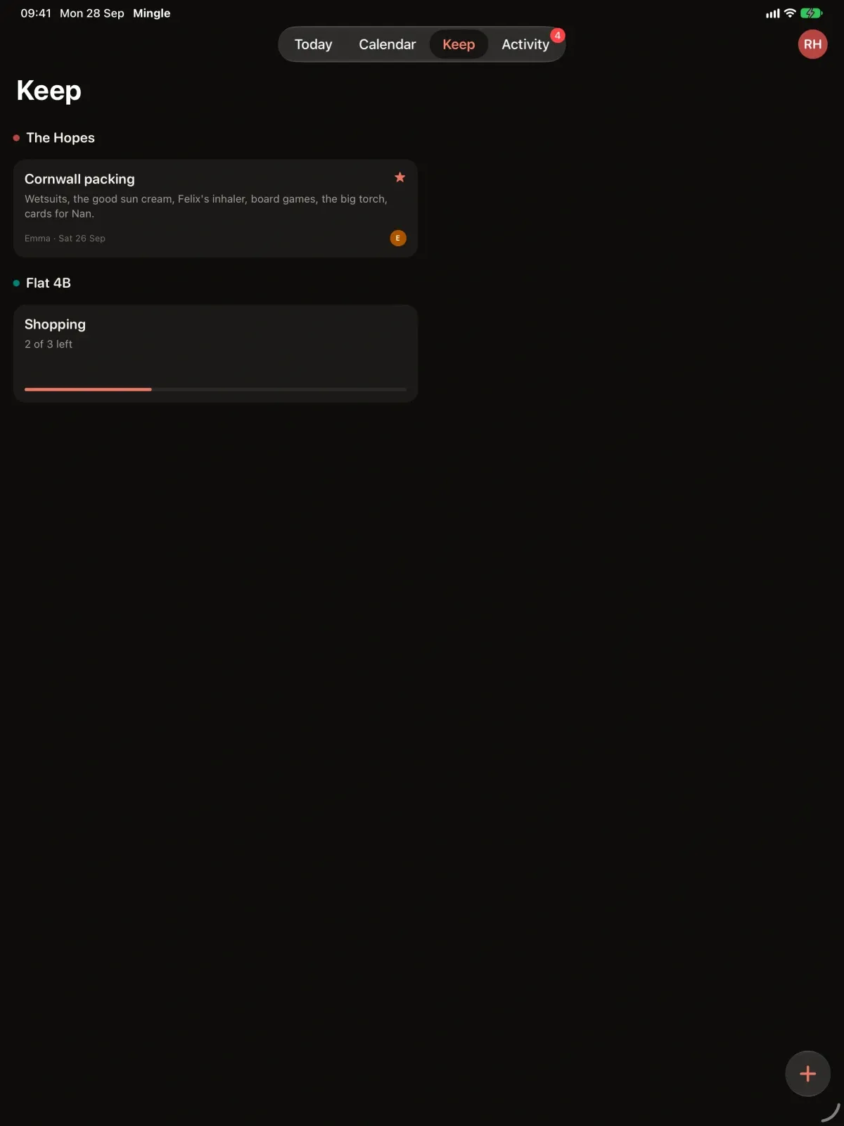 Mingle - Shared Calendar screenshot 11 (dark mode)