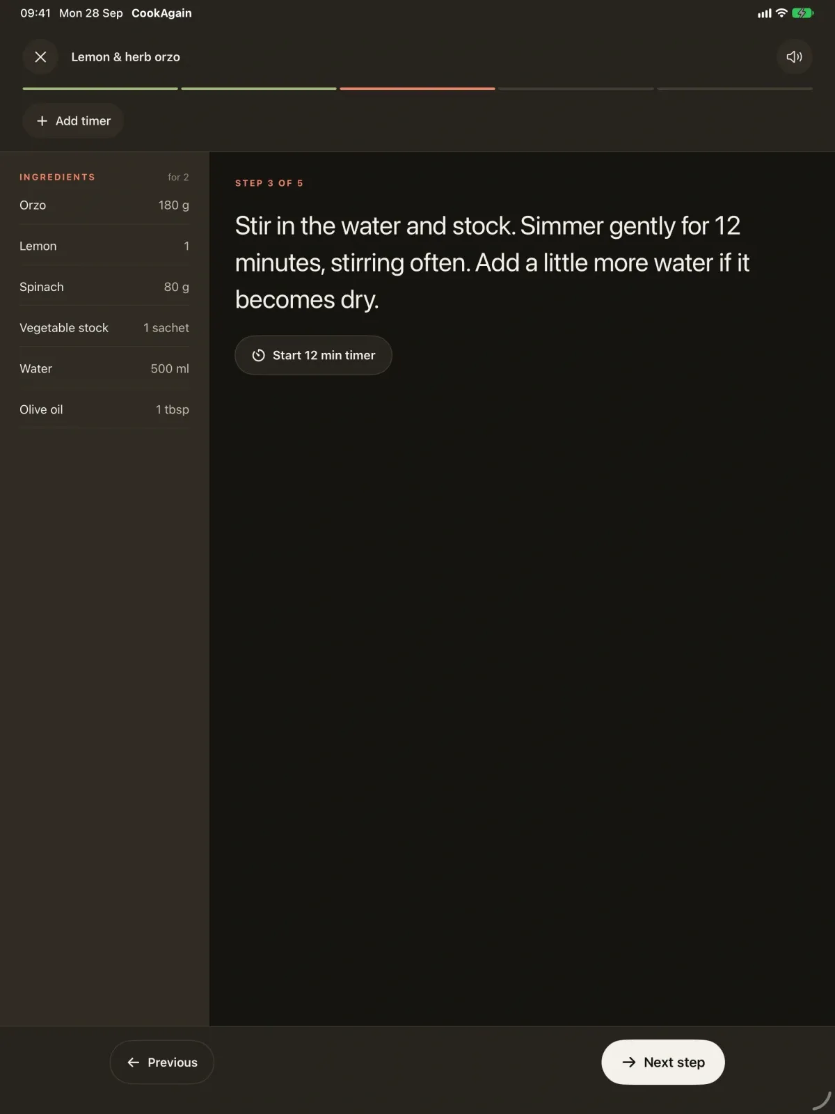 CookAgain screenshot 4 (dark mode)