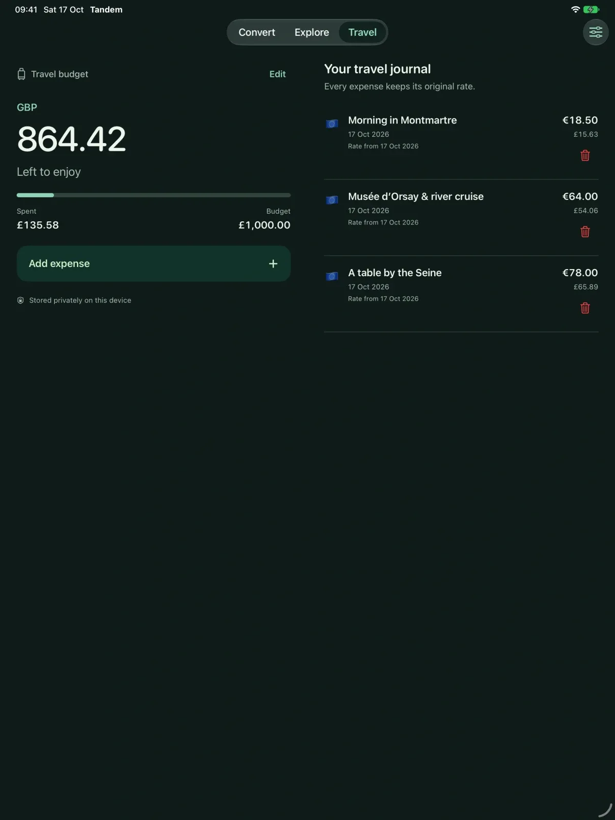 Tandem Currency screenshot 8 (dark mode)