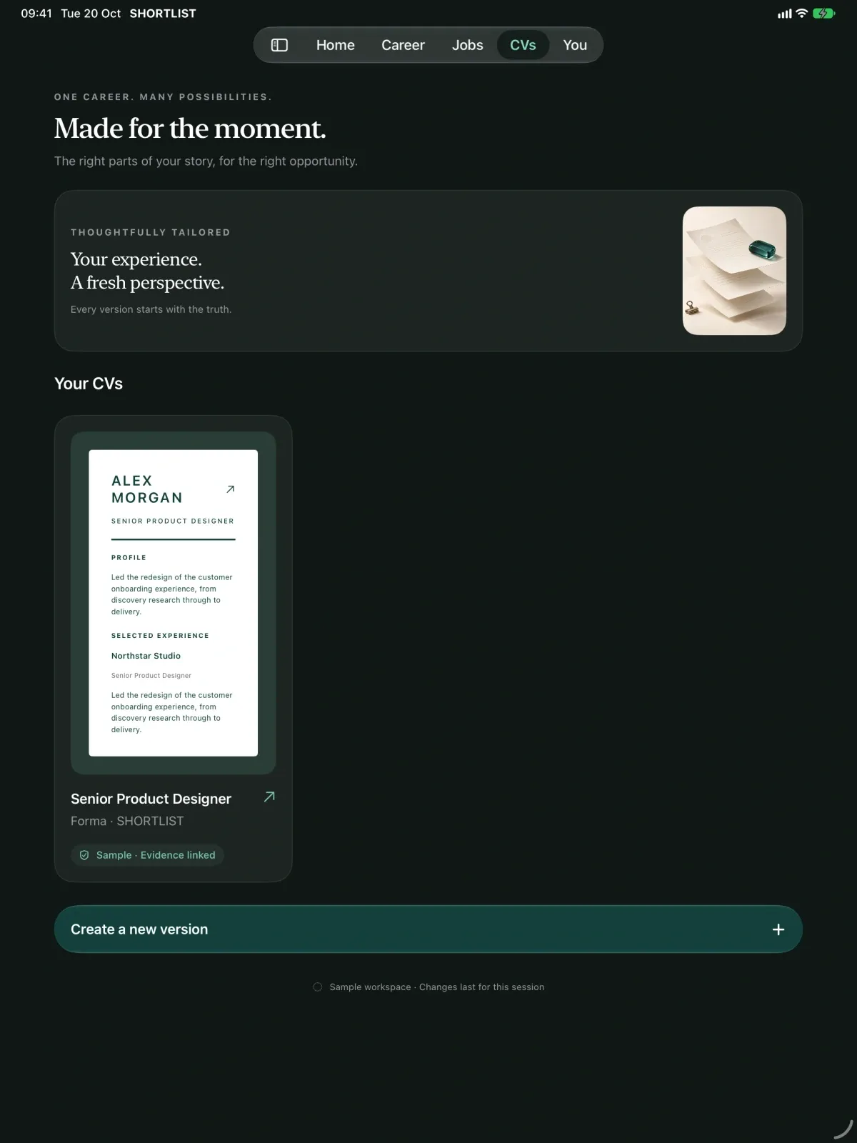 Shortlist screenshot 10 (dark mode)