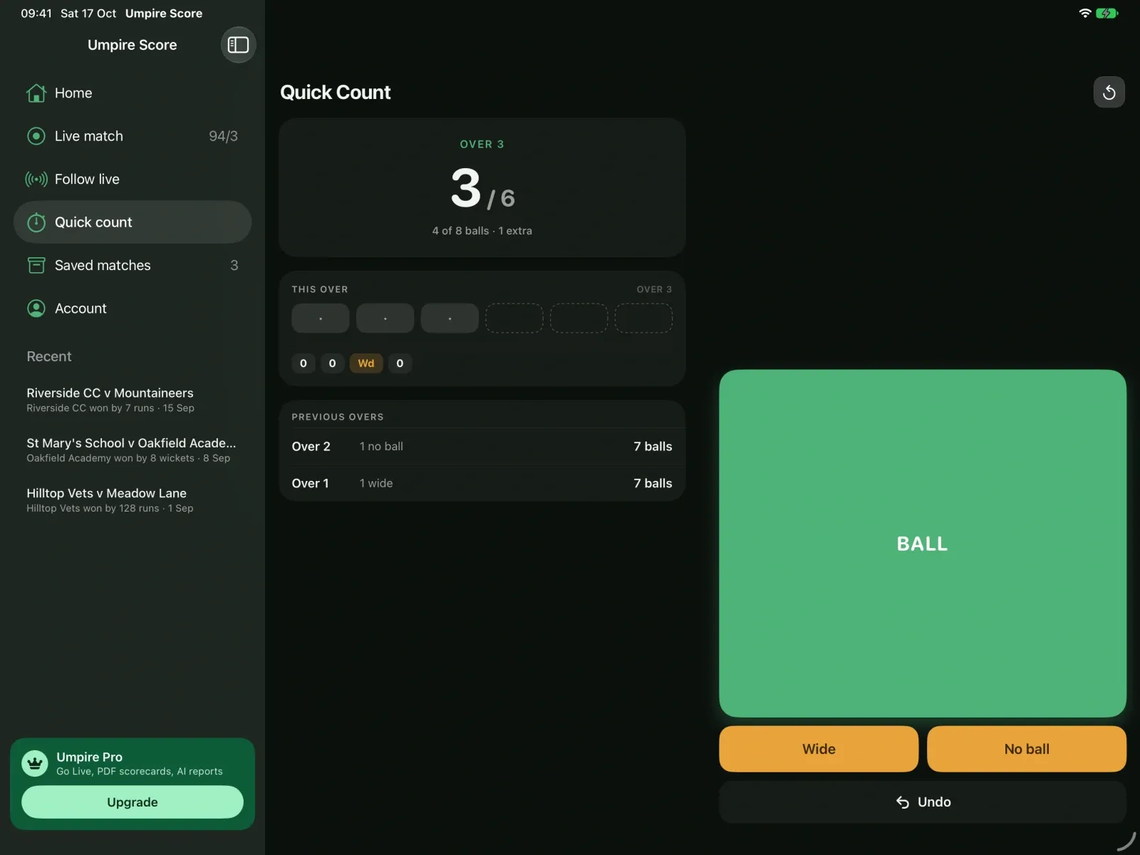 Umpire Score screenshot 13 (dark mode)