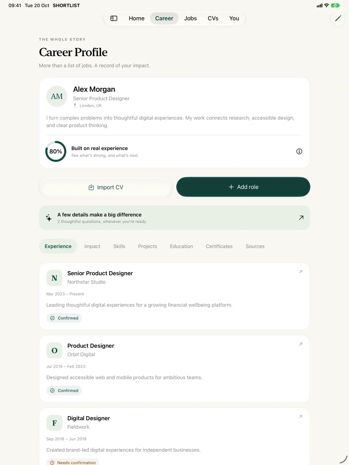 Shortlist screenshot 8 (light mode)