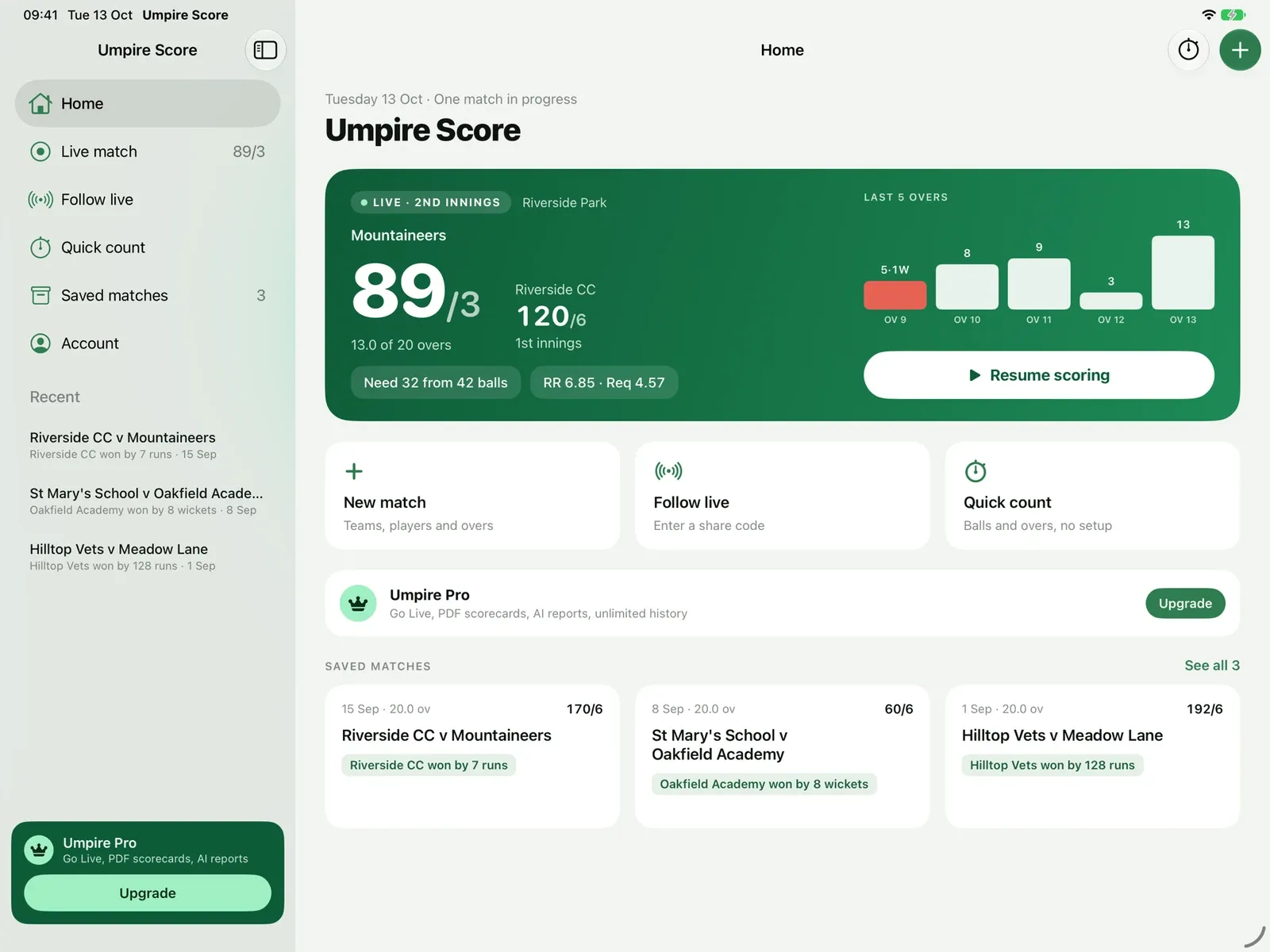 Umpire Score screenshot 10 (light mode)