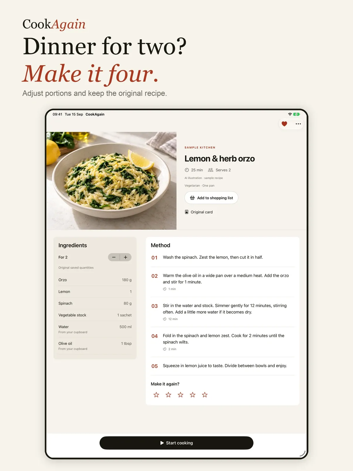 CookAgain screenshot 3 (light mode)