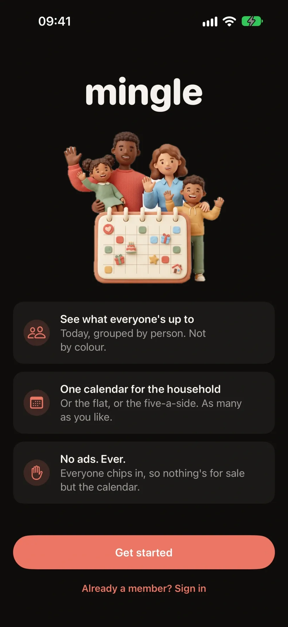Mingle - Shared Calendar on iPhone