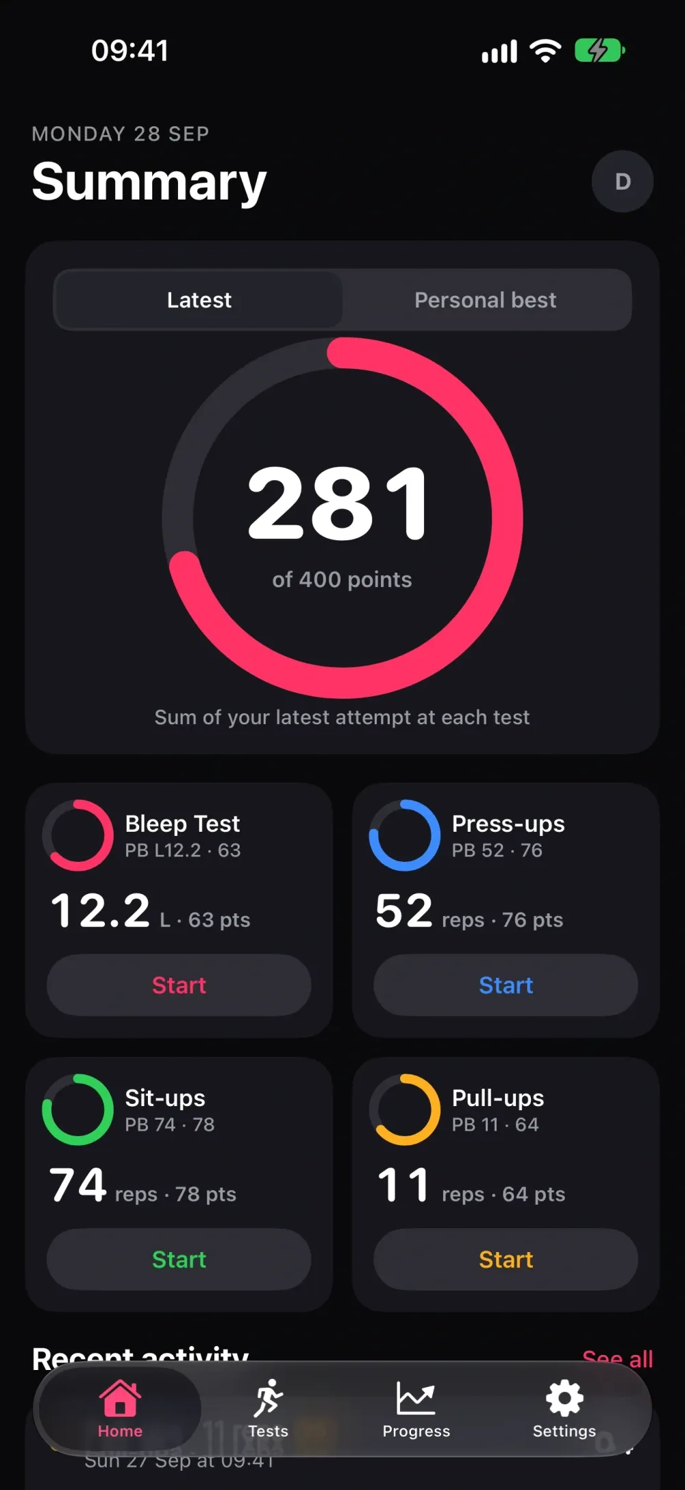 Bleep Test - Fitness Tests on iPhone