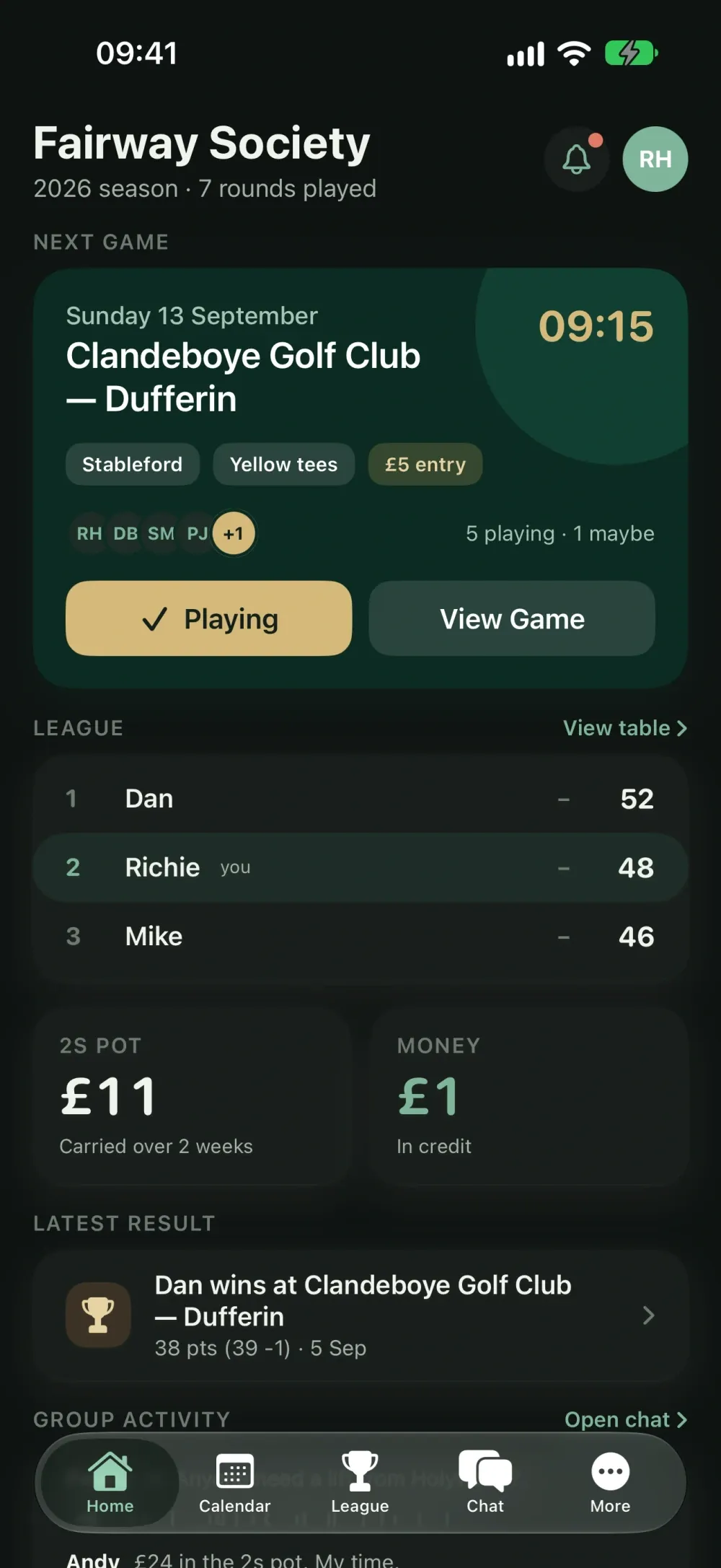 ScoreHouse screenshot 2 (dark mode)