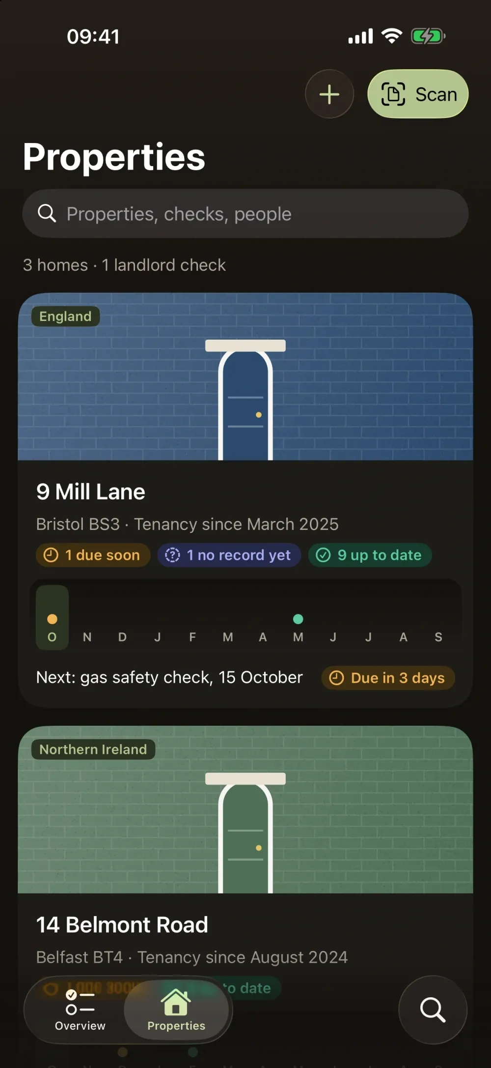 Lintel: Landlord Logbook screenshot 2 (dark mode)