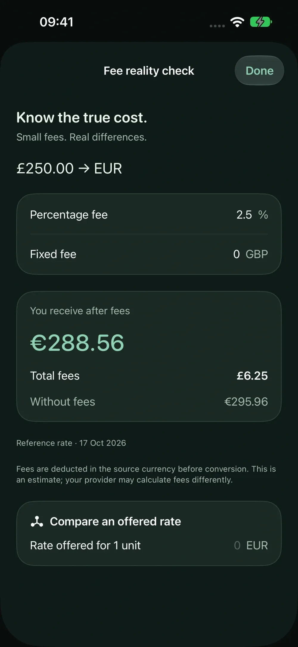 Tandem Currency screenshot 2 (dark mode)