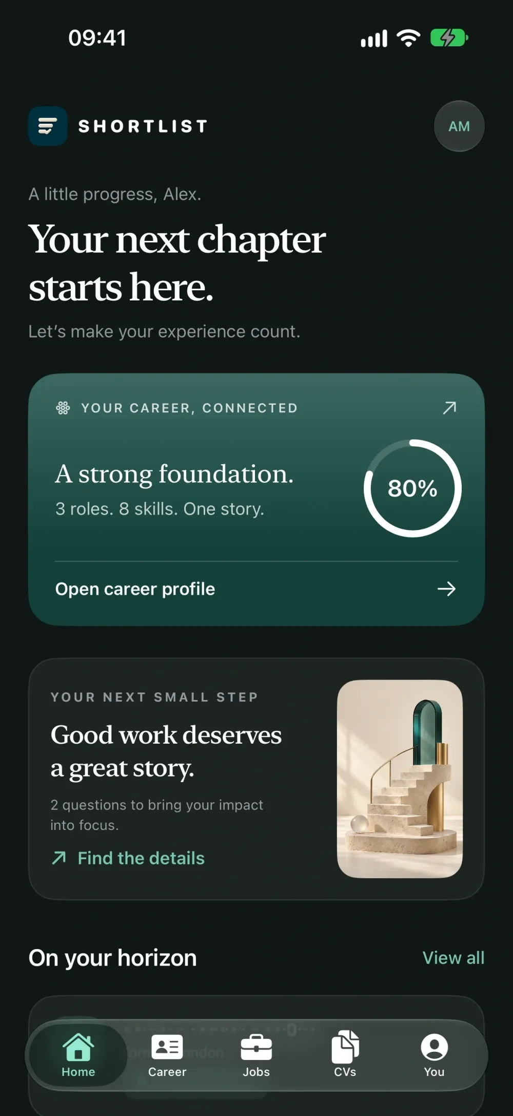 Shortlist screenshot 2 (dark mode)