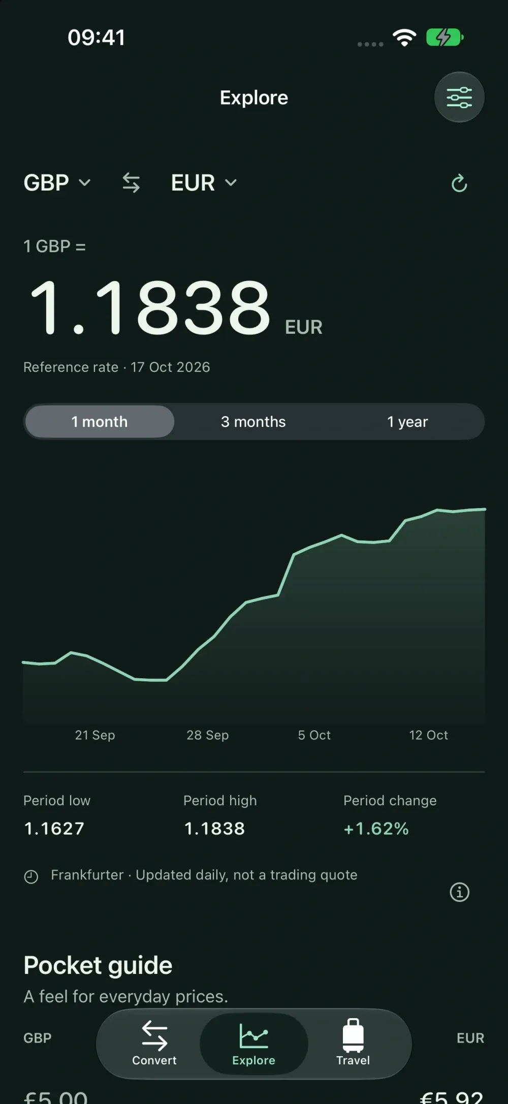 Tandem Currency screenshot 3 (dark mode)