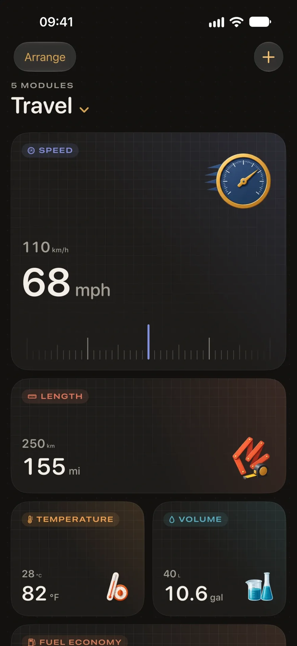 Ratio: Unit Converter screenshot 5 (dark mode)