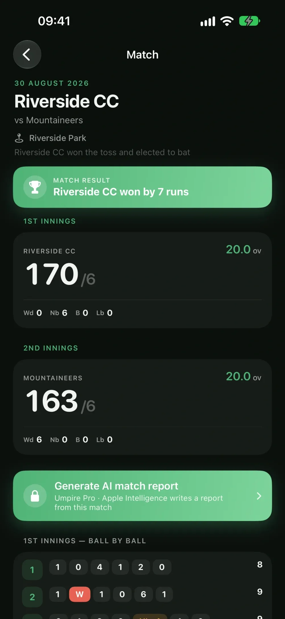 Umpire Score screenshot 5 (dark mode)