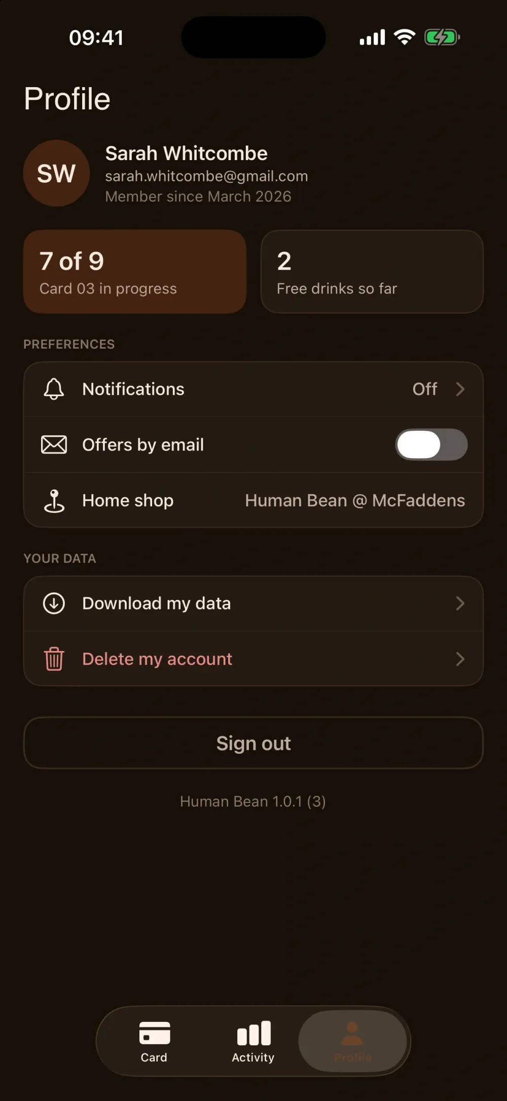 Human Bean screenshot 6 (dark mode)