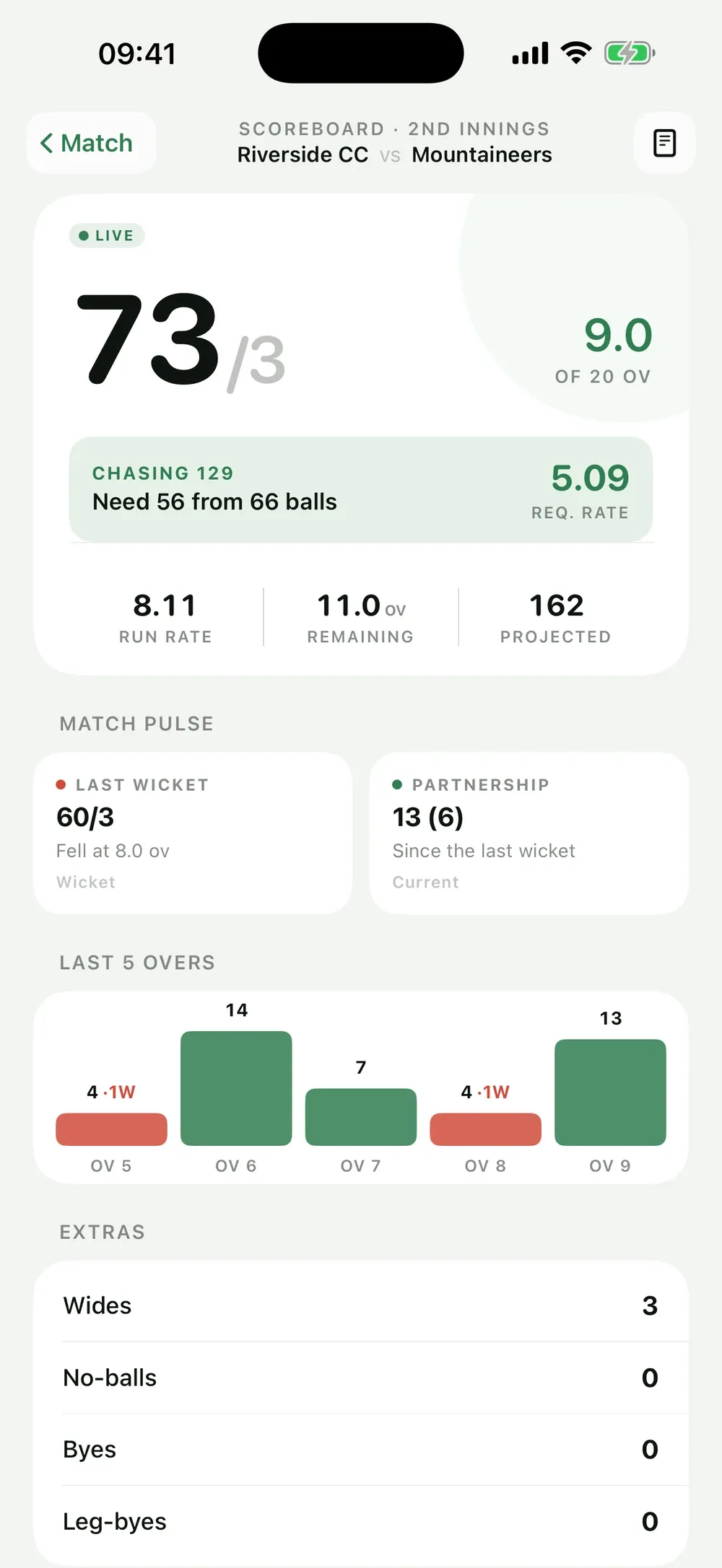Umpire Score screenshot 3 (light mode)