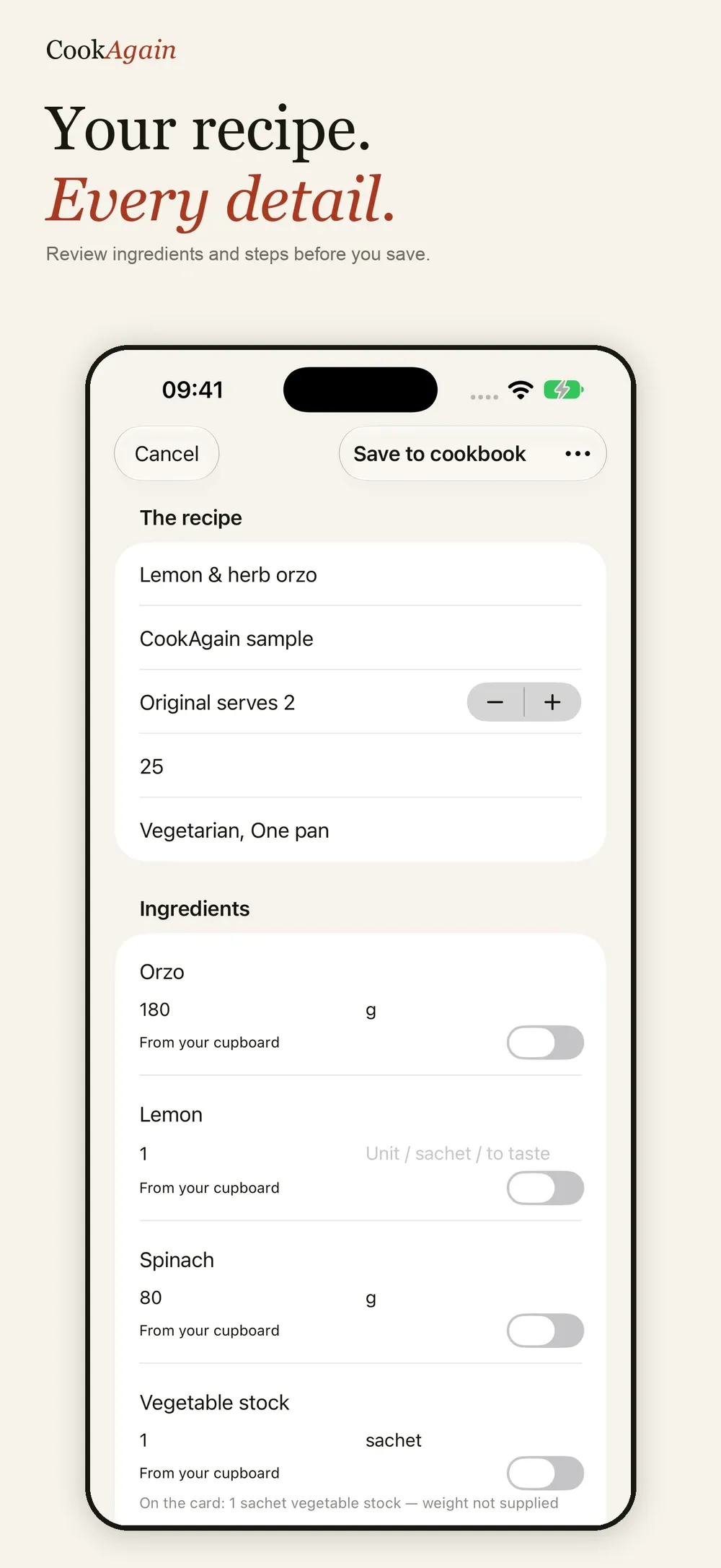 CookAgain screenshot 11 (light mode)